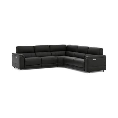 Phoenix Large Corner Electric Recliner Sofa with Adjustable Power Headrests in  Jet Black Leather