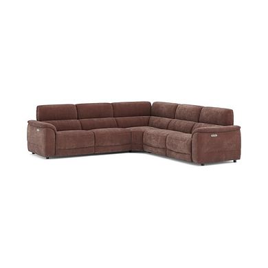 Phoenix Large Corner Electric Recliner Sofa with Adjustable Power Headrests in  Manhattan Burnt Sienna Fabric