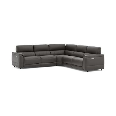 Phoenix Large Corner Electric Recliner Sofa with Adjustable Power Headrests in  Storm Leather
