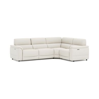 Phoenix Left hand Corner Electric Recliner Sofa in  Bone China Leather