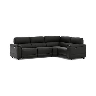 Phoenix Left hand Corner Electric Recliner Sofa in  Jet Black Leather