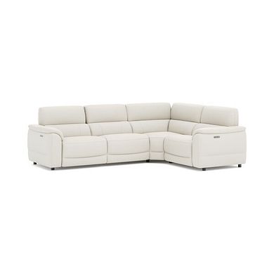Phoenix Left hand Corner Electric Recliner Sofa with Adjustable Power Headrests in  Bone China Leather