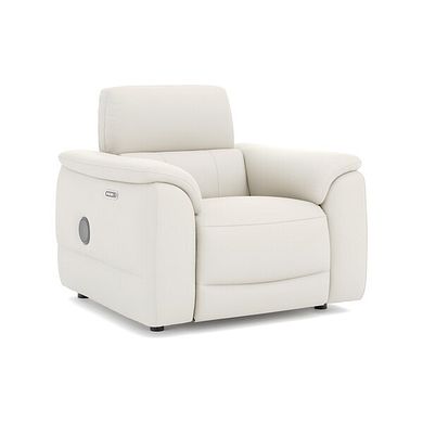 Phoenix Power Recliner Armchair with Adjustable Power Headrest and Speakers in  Bone China Leather