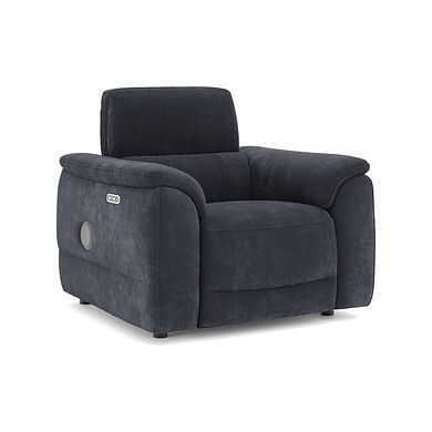 Phoenix Power Recliner Armchair with Adjustable Power Headrest and Speakers in  Manhattan Indigo Fabric