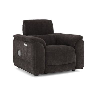 Phoenix Power Recliner Armchair with Adjustable Power Headrest and Speakers in  Manhattan Mushroom Fabric
