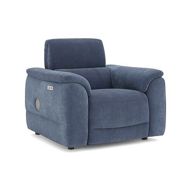 Phoenix Power Recliner Armchair with Adjustable Power Headrest and Speakers in  Manhattan Navy Fabric