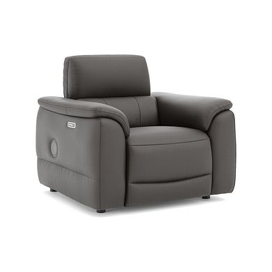 Phoenix Power Recliner Armchair with Adjustable Power Headrest and Speakers in  Storm Leather