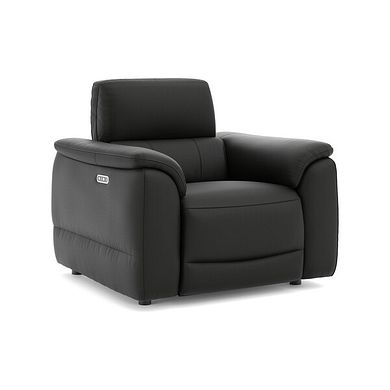Phoenix Power Recliner Armchair with Adjustable Power Headrest in  Jet Black Leather