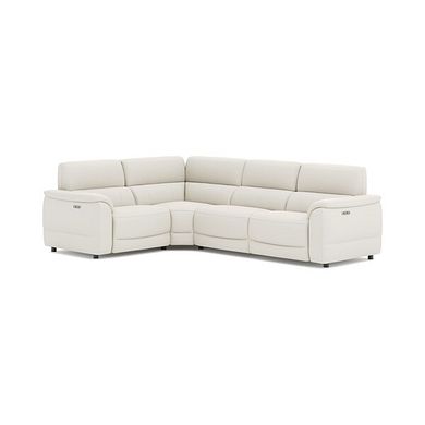Phoenix Right hand Corner Electric Recliner Sofa in  Bone China Leather