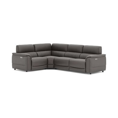 Phoenix Right hand Corner Electric Recliner Sofa in  Elephant Grey Leather