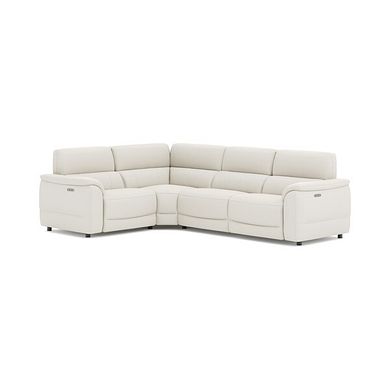 Phoenix Right hand Corner Electric Recliner Sofa with Adjustable Power Headrests in  Bone China Leather