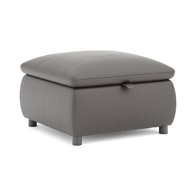 Phoenix Storage Footstool in Elephant Grey Leather