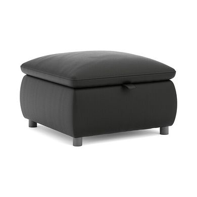Phoenix Storage Footstool in Jet Black Leather