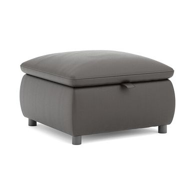 Phoenix Storage Footstool in Storm Leather