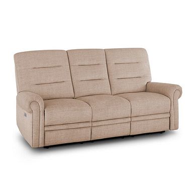 Eastbourne Recliner 3 Seater with USB - Plush Beige Fabric