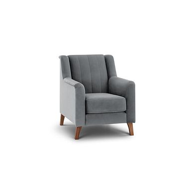Porter  Armchair in Velluto Silver Fabric