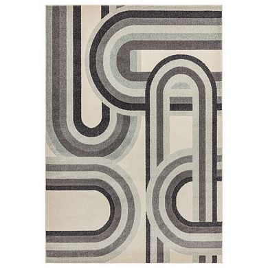 Retro Rug 120 x 170cm - GreyWhiteSilver