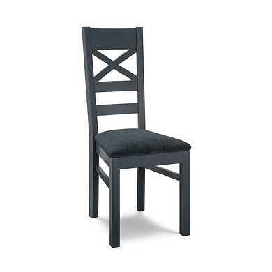 Richmond Ink Blue Painted Hardwood Dining Chair with Verona Charcoal Fabric Seat
