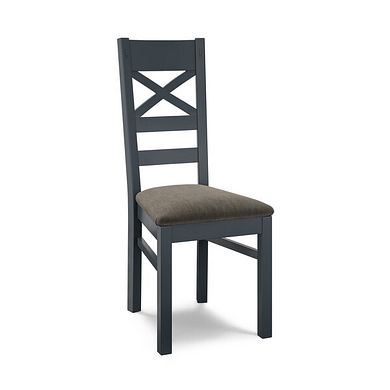 Richmond Ink Blue Painted Hardwood Dining Chair with Verona Chocolate Fabric Seat