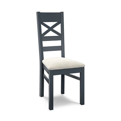Richmond Ink Blue Painted Hardwood Dining Chair with Verona Cream Fabric Seat