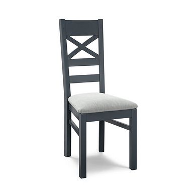 Richmond Ink Blue Painted Hardwood Dining Chair with Verona Grey Fabric Seat