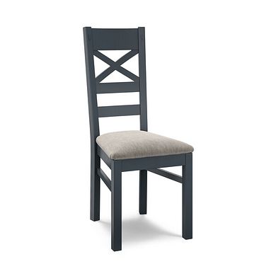 Richmond Ink Blue Painted Hardwood Dining Chair with Verona Mocha Fabric Seat