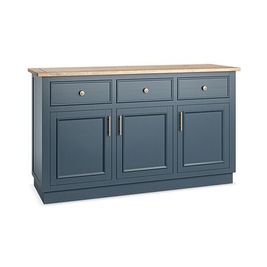 Richmond Smoked Oak Finish and Ink Blue Painted Hardwood Large Sideboard