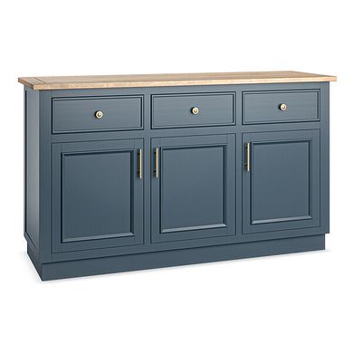 Richmond Smoked Oak Finish and Ink Blue Painted Hardwood Large Sideboard