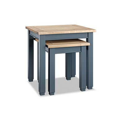 Richmond Smoked Oak Finish and Ink Blue Painted Hardwood Nest of Tables