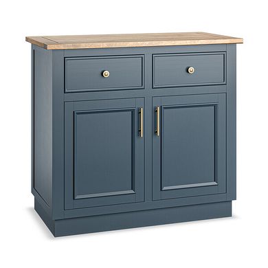 Richmond Smoked Oak Finish and Ink Blue Painted Hardwood Small Sideboard