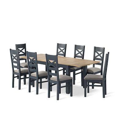 Richmond Oak and Painted Extending Dining Table And 8 Richmonds In Verona Mocha