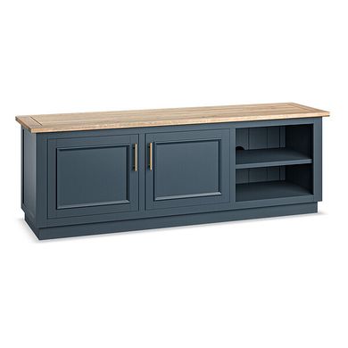 Richmond Smoked Oak Finish and Ink Blue Painted Hardwood Large TV Unit