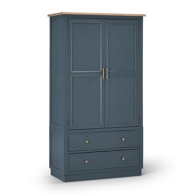Richmond Smoked Oak Finish and Ink Blue Painted Hardwood Large Larder