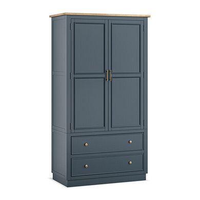 Richmond Smoked Oak Finish and Ink Blue Painted Hardwood Large Larder