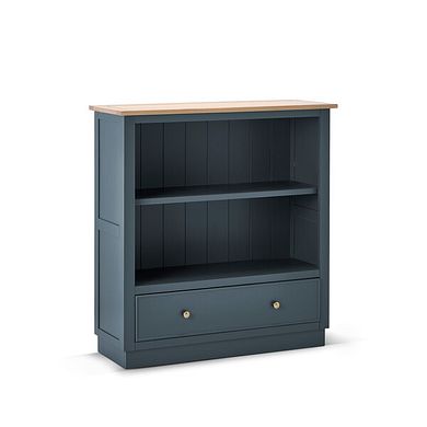 Richmond Smoked Oak Finish and Ink Blue Painted Hardwood Small Bookcase