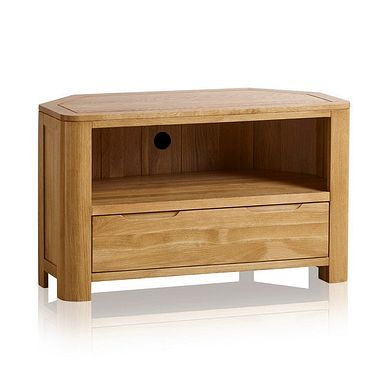 Romsey Natural Solid Oak Corner TV Unit