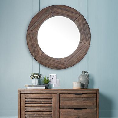Detroit Solid Hardwood Round Wall Mirror
