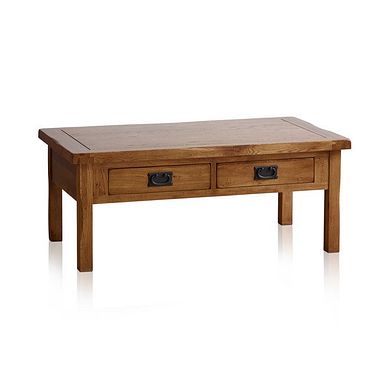 Original Rustic Solid Oak 4 Drawer Storage Coffee Table