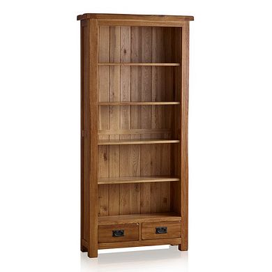 Original Rustic Solid Oak Tall Bookcase