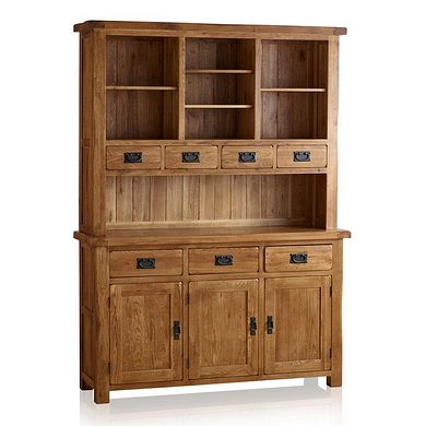 Original Rustic Solid Oak Large Dresser