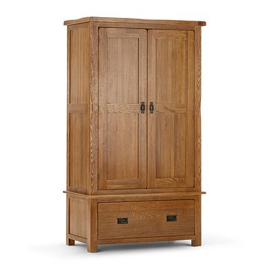 Original Rustic Solid Oak Double Wardrobe