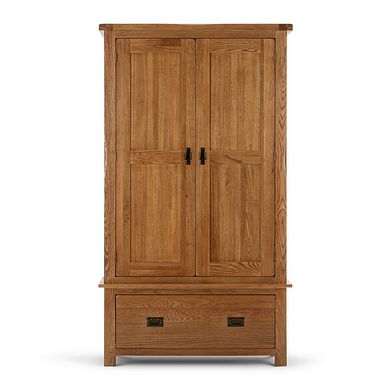 Original Rustic Solid Oak Double Wardrobe