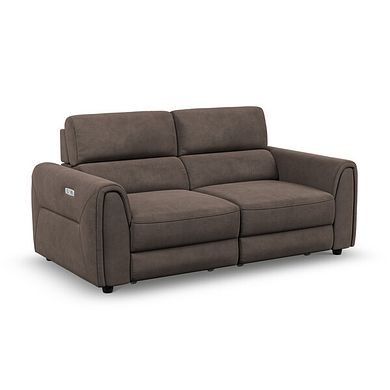 Santorini Modular 2 Seater Electric Reclining Sofa with Double End Motion Chaises in Nomad Driftwood Fabric- GROUP 8