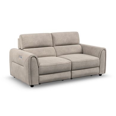 Santorini Modular 2 Seater Electric Reclining Sofa with Double End Motion Chaises in Nomad Sahara Fabric- GROUP 8