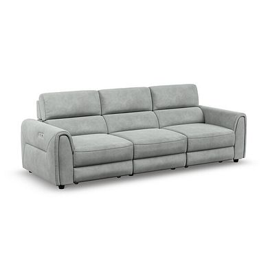 Santorini  Modular 3 Seater Power Motion Chaise Sofa in Nomad Pebble Fabric- GROUP 9