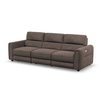Santorini Modular 3 Seater Power Chaise Left Hand Corner Sofa and Power Headres in Nomad Driftwood Fabric- GROUP 9