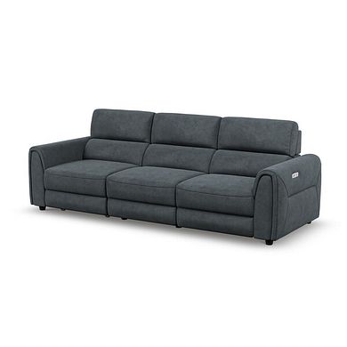 Santorini Modular 3 Seater Power Chaise Left Hand Corner Sofa and Power Headres in Nomad Harbour Mist Fabric- GROUP 9