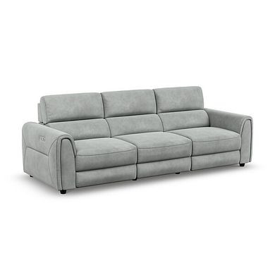 Santorini Modular 3 Seater Electric Reclining Sofa with Power Headrests in Nomad Pebble Fabric  - GROUP 9