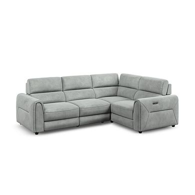 Santorini Modular 4 Seater Electric Recliner Left Hand Corner Sofa with Power Headrests in Nomad Pebble Fabric - GROUP 2