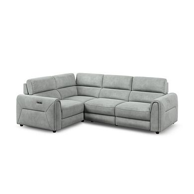 Santorini Modular 4 Seater Electric Recliner Right Hand Corner Sofa with Power Headrests in Nomad Pebble Fabric - GROUP 2